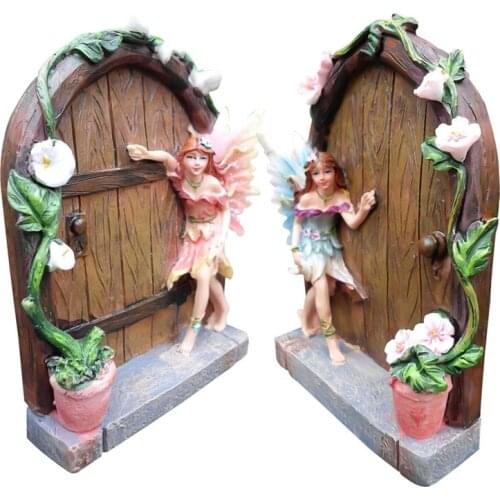 1 PCS Yard Sculpture Wooden Fairy Gate And Window Door High Quality Lovely Miniature Statue Garden Decoration Fast Delivery