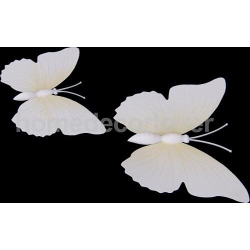 12Pcs 3D Artificial Butterfly Home Wall Wedding DIY Decorative Sticker White