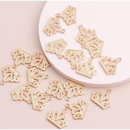 20pcs Gold Color Small Pendants Crown Charms for Making DIY Bracelets Necklaces 12x20mm Jewelry Accessories
