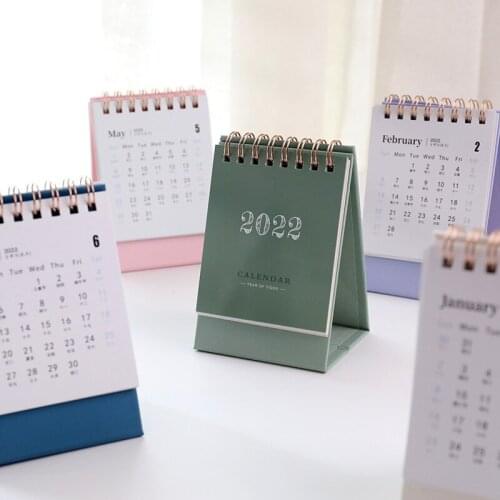 2022 Cute Mini Desktop Calendar Daily Scheduler Table Planner Yearly Agenda Organizer Simple Calendar Decoration School Supplies