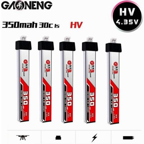 5PCS GAONENG 1S 350mAh 3.8V 30C/60C 4.35V HV Lipo battery PH2.0 Plug for BetaFPV 65S UK65 Blade Inductrix UR65 Tiny Whoop Drone