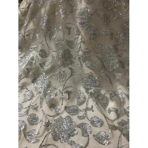5yards unique glitter glued sparkle tulle mesh lace fabric SYJ-51114 for evening dress/fashion show