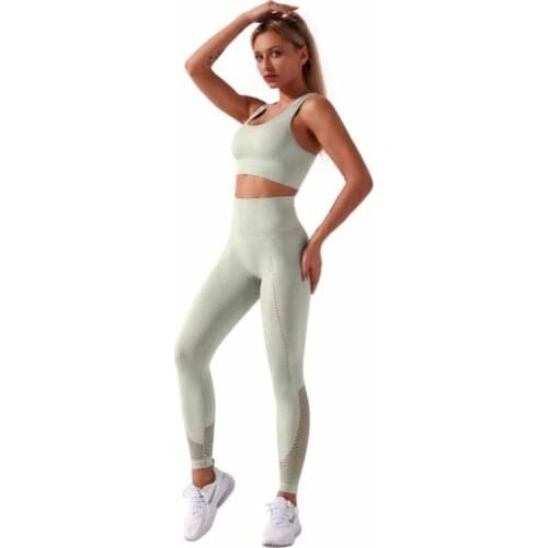 Seamless sports Yoga Fitness suit Shockproof Gathered Running Yoga bra Fitness Breathable Soft pants 2- pices set
