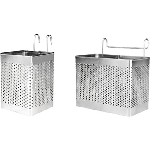 Stainless Steel Chopsticks Holder Hanging Cutlery Drying Basket Tableware Drainer with Hooks Kitchen Utensil