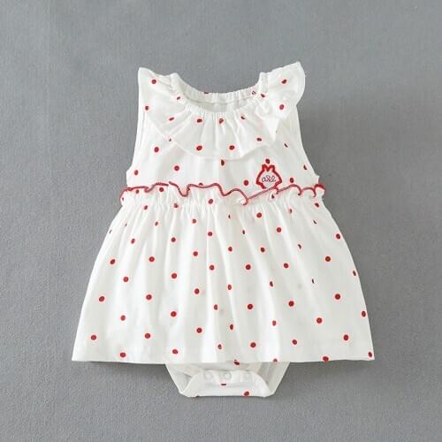 Newborn Baby Girl Clothes Infant Bodysuit Dot Printed Summer Sleeveless Lovely Ruffle Cotton Romper baby Princess Outfits 0-18M