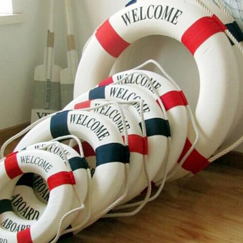 Welcome Aboard Nautical Life Lifebuoy Ring Boat Wall Hanging Mediterranean Style Home Decoration High Quality