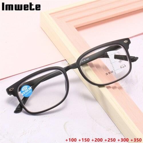 Imwete Distance Far Near Dual Use Anti-Blue Light Reading Glasses Smart Zoom Hyperopia Eyewear Multifocal glasses +100 +150 +200