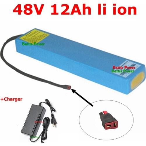 Customized 48V 12ah lithium ion battery BMS 18650 48v li ion battery for 48v 500W ebike scooter Folding bicycle +2A charger