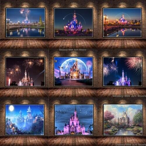 Disney Sleeping Beauty Magic Castle Canvas Paintings Watercolor Princess Castle Poster Print Wall Art Picture Home Decor Cuadros