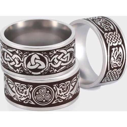 COOLTIME Celtics Knot Signet Ring Men Tree of Life Dragon Amulet Vintage Finger Rings Women Punk Fashion Jewelry Supernatural