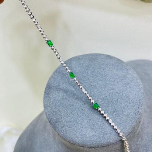 LR527 Solid 18K Gold Nature Green Emerald 0.80ct Gemstone Bracelets for Women Fine Jewelry