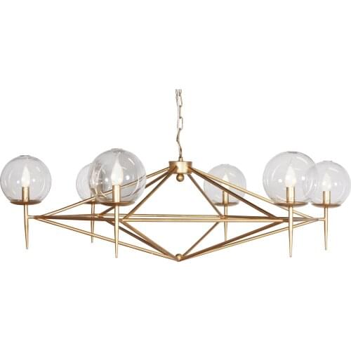 New style bar counter chandelier soft decoration design in mainland China, gold and silver foil wrought iron glass ball lamps