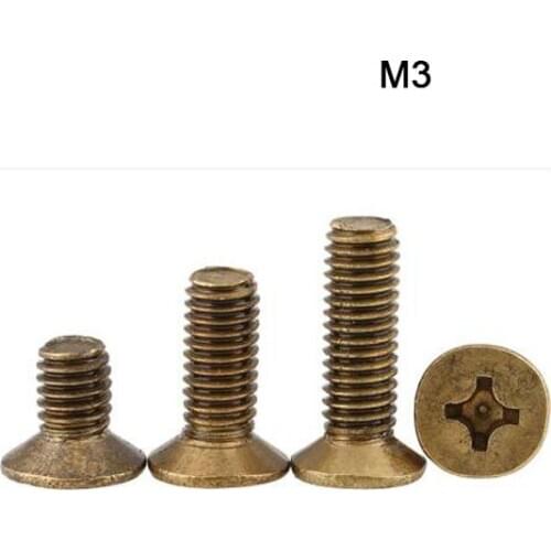 M3- Copper Cross Countersunk Head Screws,GB819 Flat Head Cross Copper Screws Countersunk Head Machine Screws M3*5-20mm