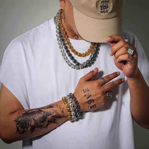 Fashion Shine Exaggerate Hip-hop Necklace Charm Big Crystal Choker Chain Iced out Bling Jewelry For Man Women Rock Accessories