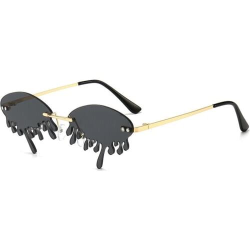 Fashion Rimless Sunglasses Women New Vintage Unique Tears Shape Metal Steampunk Sun glasses Female UV400