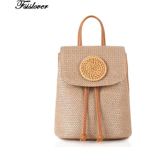 Fashion Backpack straw bag Women Backpack Simple Shoulder Bag New School Bag For Teenager Girls School Backapck Female Rucksack