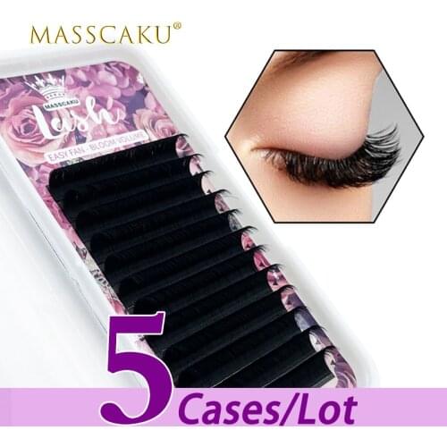 5case/lot MASSCAKU best selling 12 lines 1s blooming C D curl eyelash extensions wholesale synthetic individual lashes extension