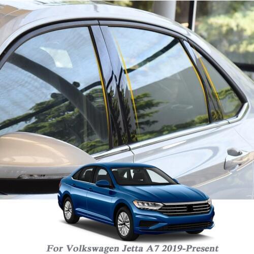 6pcs Car Styling For Volkswagen Jetta A7 MK7 2019-Present Car Window Trim Sticker Middle Column Sticker PVC External Accessories