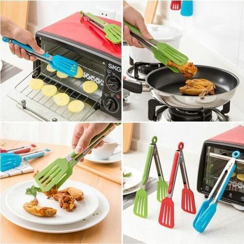 Nylon Non-Stick Kitchen Tongs Stainless Steel Tongs Barbecue Bread Pizza Steak Barbecue Tong Clip Kitchen Accessories
