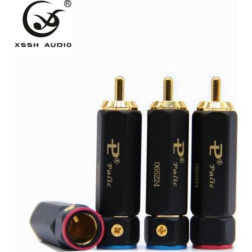 4pcs XSSH Gold-plated HIFI RCA Plug Hi-end Self-locking A/V Connector For Diy Audio Cable