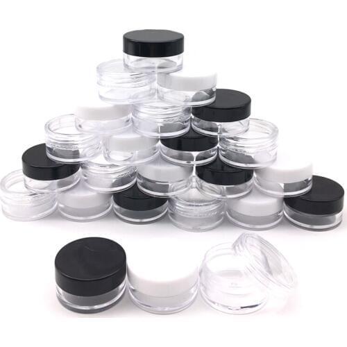 500pcs Empty Plastic Cosmetic Makeup Jar Pots 2g/3g/5g/10g/15g/20g Sample Bottles Eyeshadow Cream Lip Balm Container Storage Box