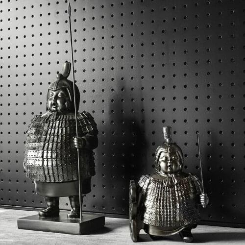 Qin Terracotta Warriors Statue Retro Resin Chinese Style Soldier Sculpture Modern Home Decoration Handicraft Desktop Ornaments