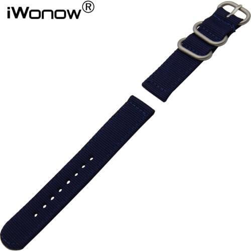 Genuine Nylon Watch Band Wrist Strap for Moto 360 2 42mm Men Gear S2 Classic R732 R735 Pebble Time Round 20mm Black Blue Brown
