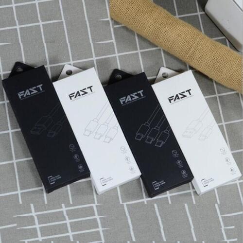 Hot White Black Paper Retail Packaging Box For 8pin 5pin 1m 2m 3m fast charger Cable Display Box For Xiaomi Huawei Charger Line