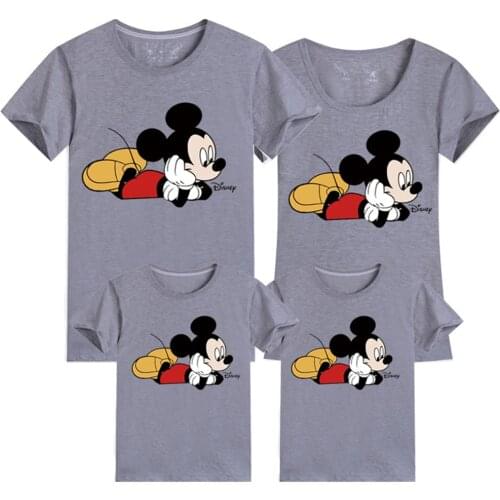 Family Matching Clothes Kids Disney Mickey Mouse Tee Tops Dad Daughter Matching Outfits Shirt Family Look Clothes Dropship