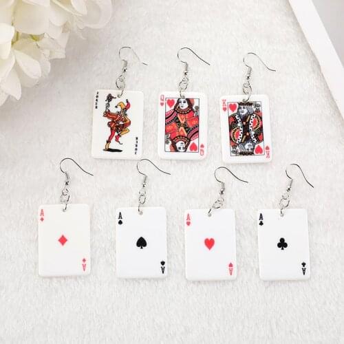 1Pair Poker Earrings Funny Playing Cards Drop Earrings Nightclub Party Earring Unique Jewelry Gift For Women