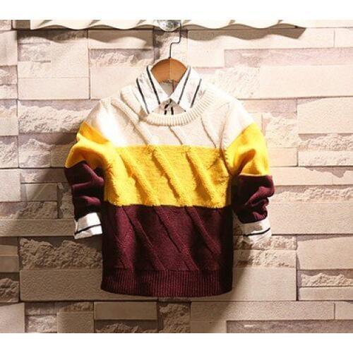 Special Offer Boy Casual Sweater Spring Autumn Childrens Wear Twist Matching Color Pullovers Teenage Kids Knitwear Clothes B204