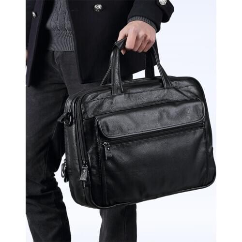 Free Shipping,fashion quality cowhide handbag.genuine leather business briefcase,vintage leather bag.big 15’ laptop bag