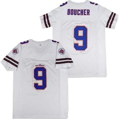BG American football jersey Thewaterboy 9 Boucher jerseys Embroidery sewing Outdoor sportswear Hip hop loose WHITE 2020