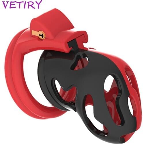 VETIRY Sex Toys for Men Silicone Male Chastity Device with 4 Penis Rings Bird Cock Cage Lock Restraint Ring Sex Products