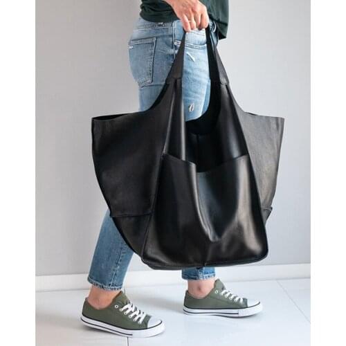 Large Capacity Soft Leather Handbags for Women Casual Ladies Big Shoulder Bag Mommy Shopper Bags Female Tote Weekend Travel New