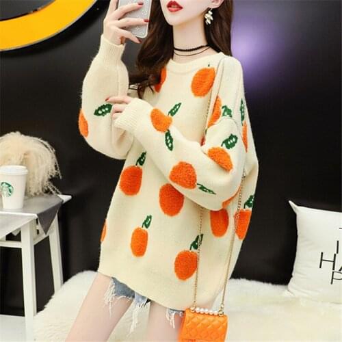 Autumn Winter Korean Fashion Beige Navy Knitted Sweater Women Tops O-Neck Long Sleeve Jumper Ladies Loose Knit Pullover Female