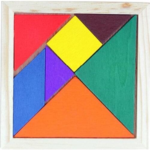 1Set Colorful Wooden Tangram Brain Teaser Puzzle Educational Developmental Kids Toy Children Develop Intelligence Jigsaw Puzzle