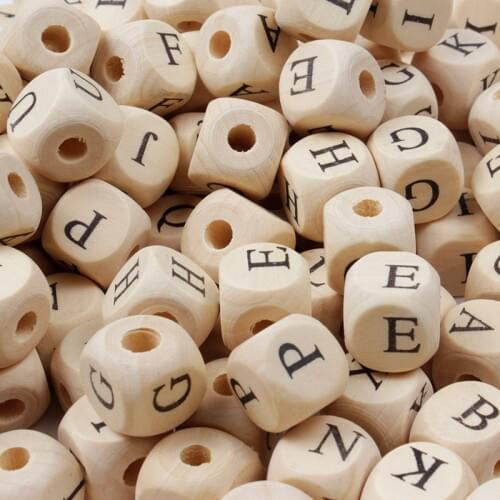 10mm Square Letter Beads Natural Wooden 20pcs Handmade Making Fashion Jewelry Gasket Bead DIY Wooden Bead Crafts Letter Optional