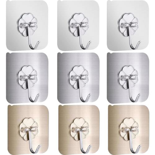 20/40Pcs Wall Hooks Waterproof Oilproof Self Adhesive 3Style Office Reusable Seamless Hanging Hook for Kitchen Bathroom