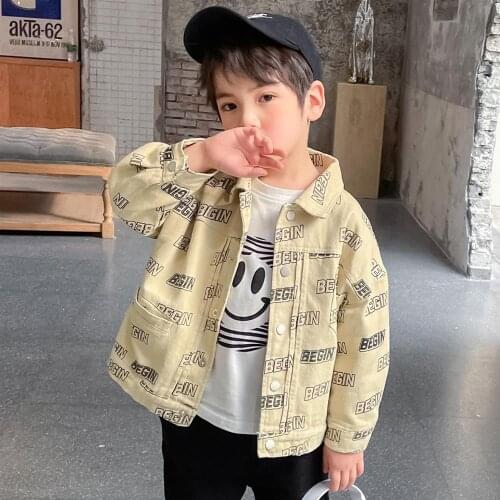 2021 Baby Boys Fashion Printed Jackets Trench Coat Kids Casual Cool Jacket Overcoats Spring Fall Children Clothes
