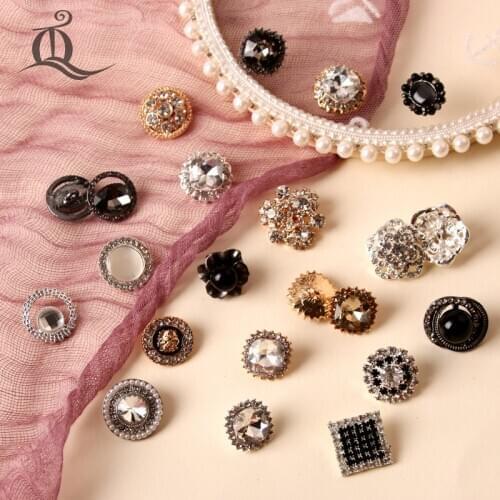 5pcs black Diamonds Electroplated pearl fur buttons Decorative clothing sewing buttons wedding Coat clothing accessories DIY