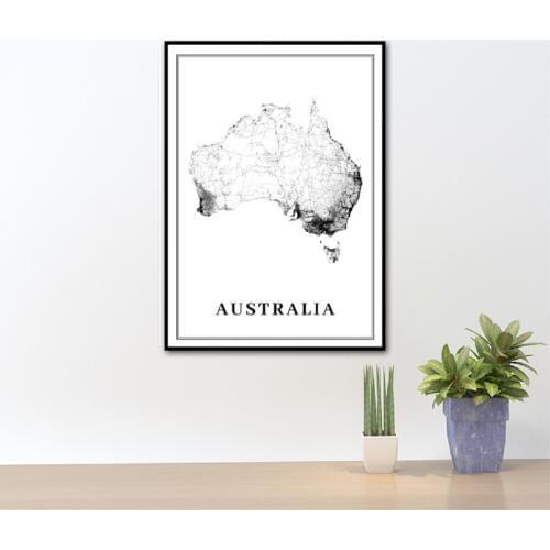 Australia City Road Map Art Poster Prints Sydney Melbourne Brisbane Oceania Map Art Painting Picture Office Wall Art Decor