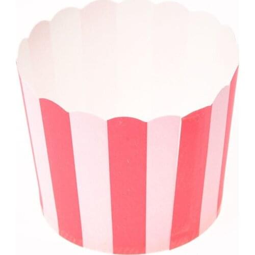 50X Cupcake Wrapper Paper Cake Case Baking Cups Liner Muffin Kitchen Baking Red Stripes