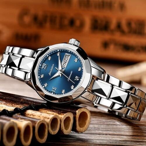 Ladies Watch JSDUN Top Brand Luxury Waterproof Date Clock Female Steel Strap Casual Mechanical Watch Ladies Sports Simple Watch