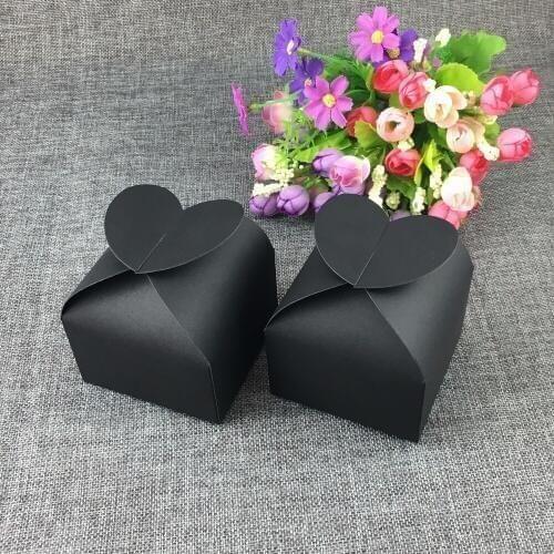 Black 8*8*3.5cm 24pcs/lot Heart Shape Kraft Box Blank Candy/Jewelry/Wedding/Gift Box Package Creative Box Extra Cost Custom Logo