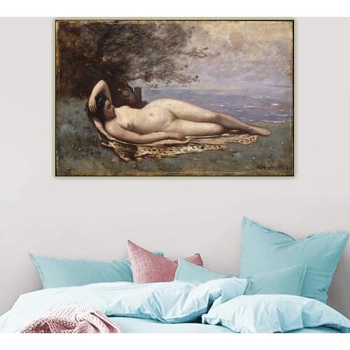 Citon Jean Baptiste Camille Corot《Bacchante by the Sea》Canvas Oil painting Artwork Picture Background Wall Decor Home Decoration