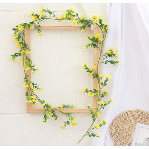 175cm Silk Artificial Daisy Vines Hanging Flowers For Wall Decor Rattan Fake Plants Leaves Garland Wedding Home Decor