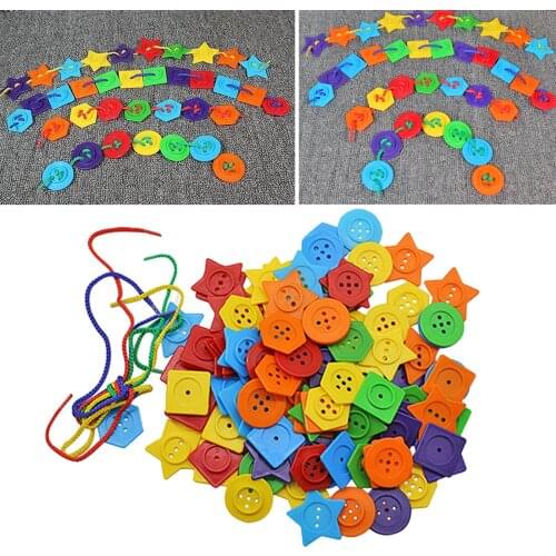 Children Threading Buttons Educational Toy Toys Colorful Tangram Logic Game Early Learning for Toddlers