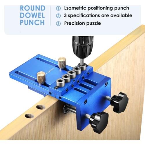 EU Stock 3-in-1 Dowel Jig 28 Pcs/Set Woodworking Doweling Jig Set 6/8/10mm Drilling Hole Positioners Dowel Drilling Sleeves Tool