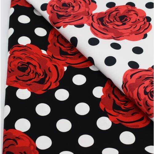 Rose And Spots Printed Cotton Fabric For Dress Fashion Stoffen DIY Material Sewing Clothing Costura Vestidos Tissu au Metre Tela